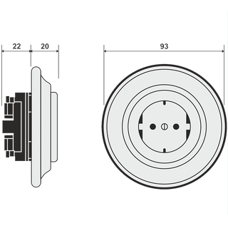 PORCELAIN WALL SOCKET CAPPUCCINO SCHUKO - DYKE & DEAN