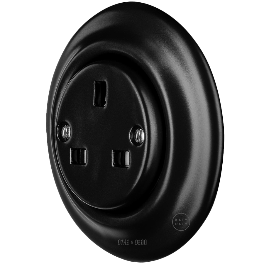 PORCELAIN WALL SOCKET MATT BLACK UK - DYKE & DEAN