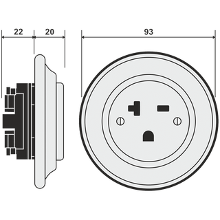 PORCELAIN WALL SOCKET MOSS GREEN USA 20 AMP - DYKE & DEAN