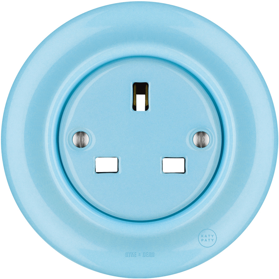 PORCELAIN WALL SOCKET UK PASTEL BLUE - DYKE & DEAN