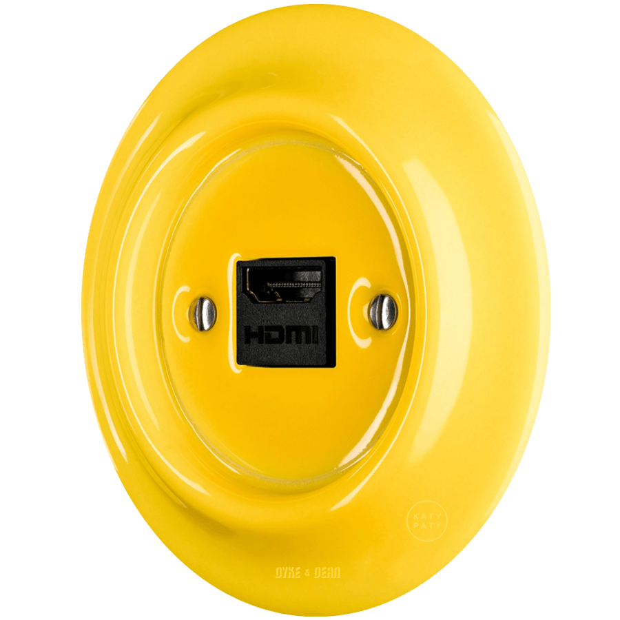 PORCELAIN WALL SOCKET YELLOW HDMI - DYKE & DEAN