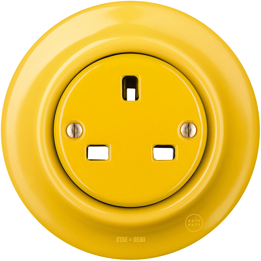 PORCELAIN WALL SOCKET YELLOW UK - DYKE & DEAN