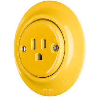 PORCELAIN WALL SOCKET YELLOW USA 15 AMP - DYKE & DEAN