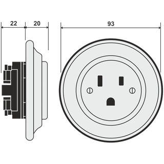 PORCELAIN WALL SOCKET YELLOW USA 15 AMP - DYKE & DEAN