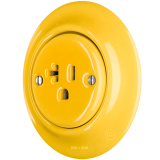 PORCELAIN WALL SOCKET YELLOW USA 20 AMP - DYKE & DEAN