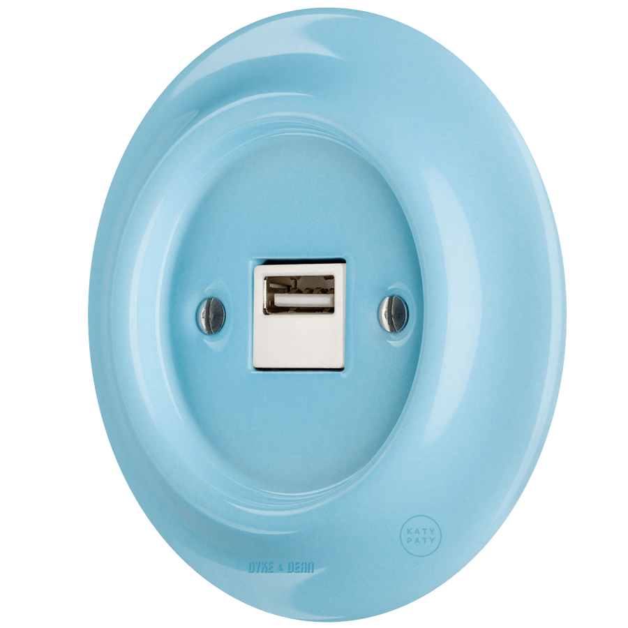 PORCELAIN WALL USB CHARGER PASTEL BLUE - DYKE & DEAN