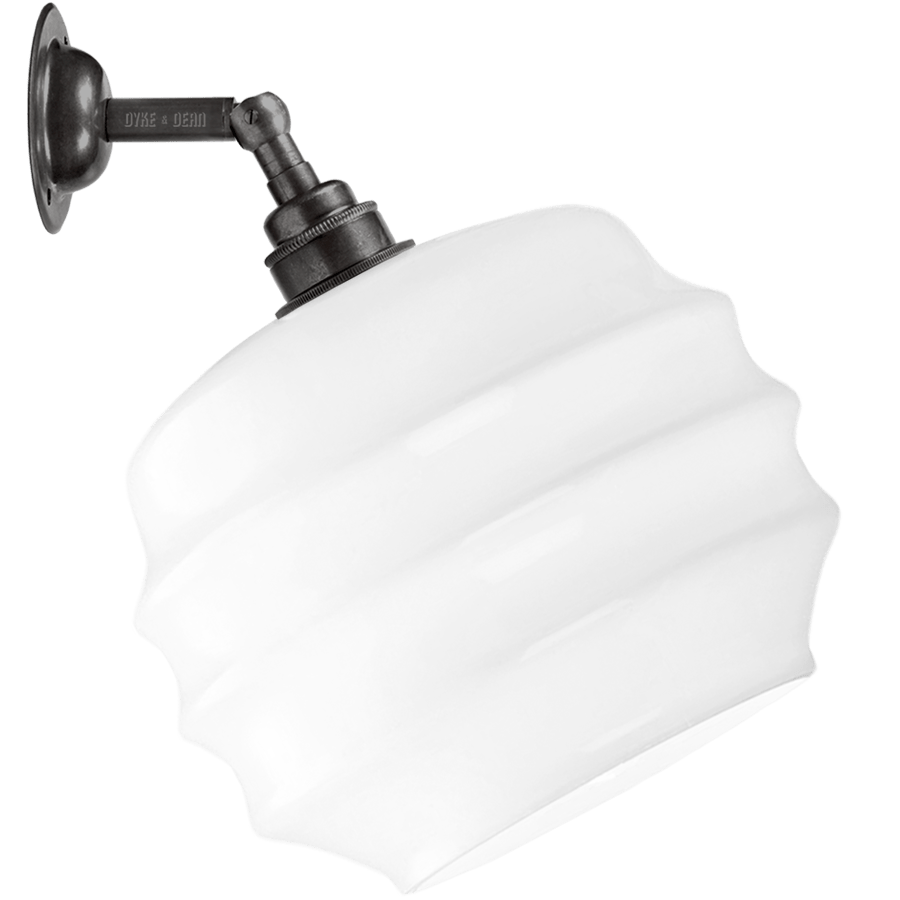 WALL ARM OPAL RIPPLE GLASS SHADE MEDIUM - DYKE & DEAN