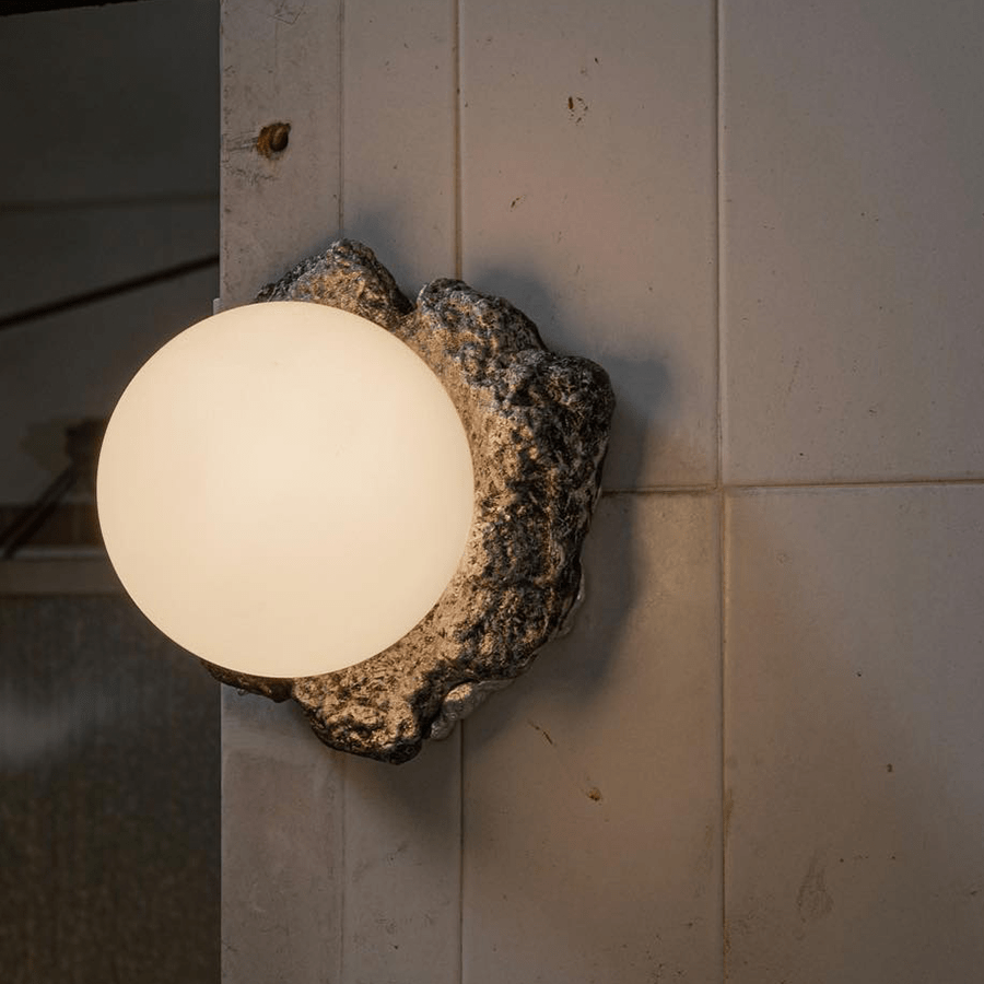 WALL LIGHT NATURAL METAL OPAL GLOBE - DYKE & DEAN