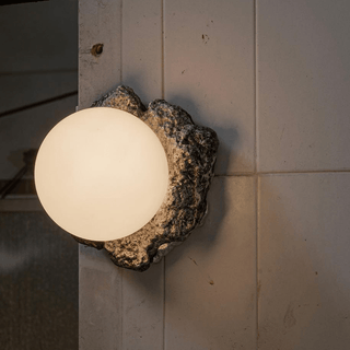 WALL LIGHT NATURAL METAL OPAL GLOBE - DYKE & DEAN