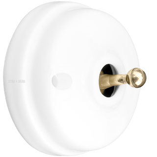 WHITE CERAMIC INTERMEDIATE WALL SWITCHES BRASS - DYKE & DEAN