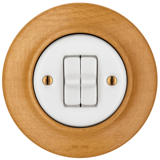 WOODEN PORCELAIN WALL LIGHT SWITCH FAGUS 2 TOGGLE - DYKE & DEAN