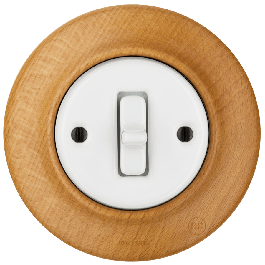 WOODEN PORCELAIN WALL LIGHT SWITCH FAGUS TOGGLE - DYKE & DEAN