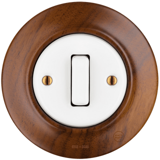 WOODEN PORCELAIN WALL LIGHT SWITCH NUCLEUS SLIM BUTTON - DYKE & DEAN