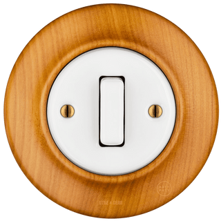 WOODEN PORCELAIN WALL LIGHT SWITCH PADELUS SLIM BUTTON - DYKE & DEAN