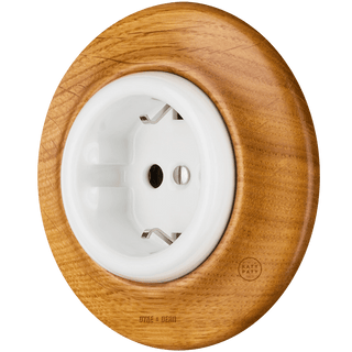 WOODEN PORCELAIN WALL SOCKET ROBUS SCHUKO - DYKE & DEAN