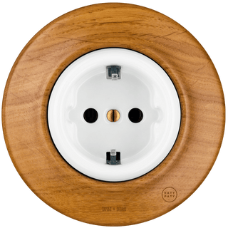 WOODEN PORCELAIN WALL SOCKET ROBUS SCHUKO - DYKE & DEAN