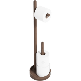 YOKU FREESTANDING ROUND TOILET ROLL HOLDER WALNUT - DYKE & DEAN